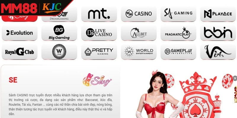 Sảnh hợp tác với nhiều thương hiệu cung cấp game lớn trong ngành